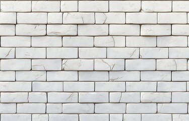 Fototapeta premium white painted brick wall with rectangular bricks, mortar lines and subtle cracks conveying a calm, minimalist, slightly weathered texture