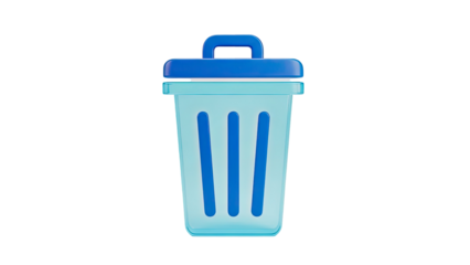 3D Render of a Blue Trash Can Icon