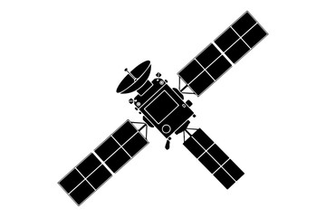 Illustration of a satellite in space with solar panels extended, showcasing a technological marvel orbiting Earth