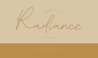 Radiance Elegant Luxury Signature Script Font Alphabet Vector For Beauty Logo Branding