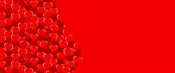Cluster of red hearts on red background