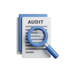 Audit concept Magnifying glass examining audit documents for financial review and analysis