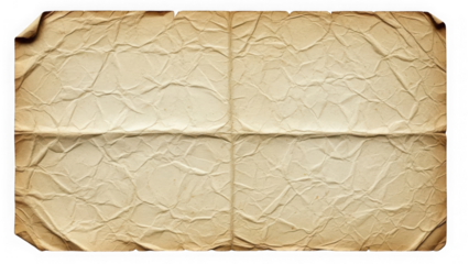 Crinkled paper texture isolated on transparent background