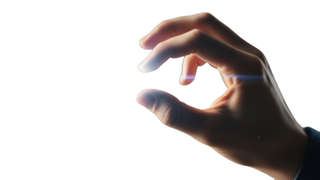Close-up of a hand forming an okay gesture against a transparent background. - Powered by Adobe