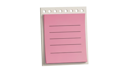 Pink Lined Notebook Page with Punch Holes