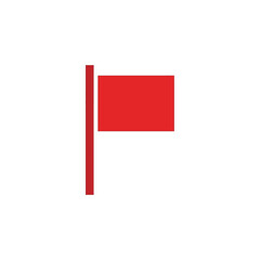 Minimalist red flag icon on a white background