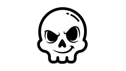 Fototapeta premium Black and White Cartoon Skull Illustration.