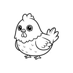 Fototapeta premium Cute yellow cartoon chicken and baby chick illustration on a white background