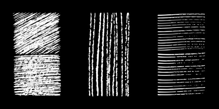 Abstract black and white image featuring three textured parallel line patterns
