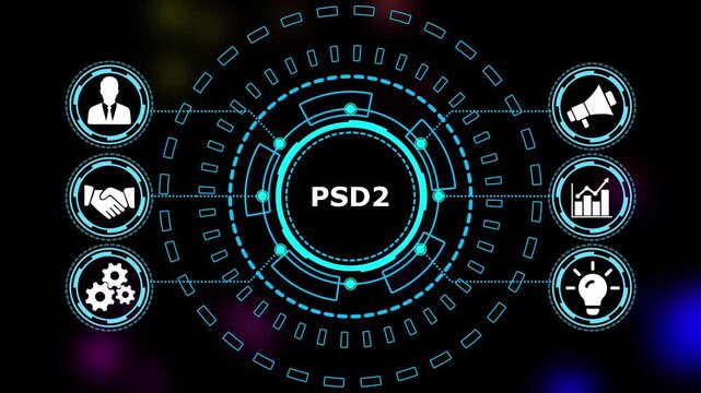 Abstract automation technology background. Business, Technology, Internet and network concept."PSD2" a crucial business strategy for workforce business success growth. 4k video