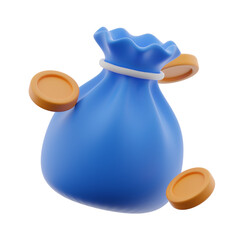 Sack with coins 3d illustration