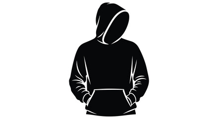 A dark hooded figure standing with hands in pockets a striking black silhouette © mrvect02