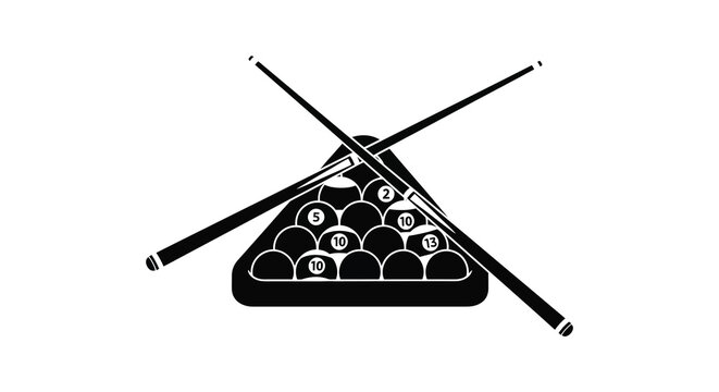 Billiard rack with cues a striking black and white composition silhouette