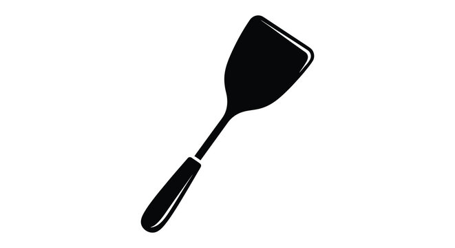 A simple depiction of a black spatula on a white background a striking silhouette