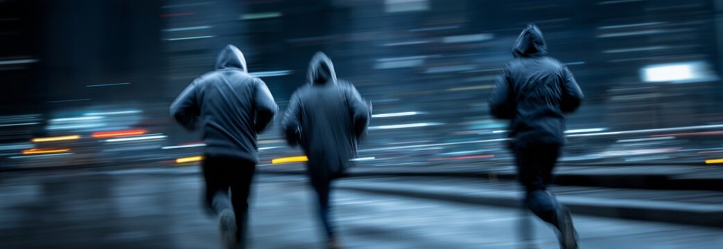 Armed robbery and unidentified perpetrators escaping a crime scene