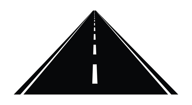 A long straight road receding into the distance a striking black silhouette