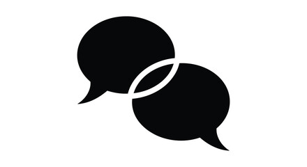 Overlapping speech bubbles in a minimalist graphic a striking black silhouette