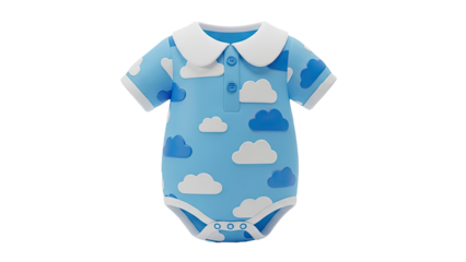 Blue Baby Bodysuit with Cloud Pattern