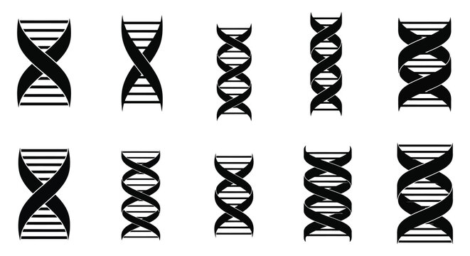 Multiple depictions of dna double helix structures in a repeating pattern silhouette