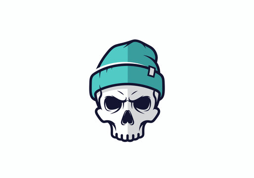 Minimalist Skull Beanie Logo Icon