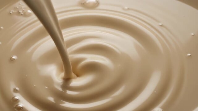 Smooth Creamy Serum Drop Pouring into Viscous Liquid with Ripples