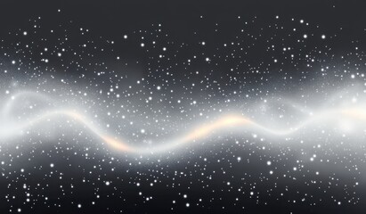 soft glowing wavy band crossing a dense star field with twinkling particles and misty light on a dark gradient background, evoking a serene dreamy atmosphere