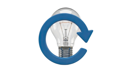 Lightbulb with Circular Arrow Symbol