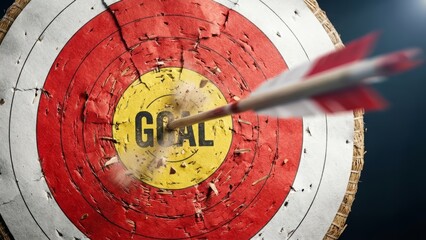 Achieving target precision archer hitting the goal at archery range action shot sports event dynamic atmosphere