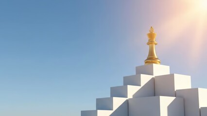 Victory symbol on towering steps inspirational setting digital art bright atmosphere elevated perspective