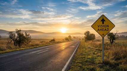 Morning sunrise journey open road nature photography scenic landscape captivating viewpoint vision ahead sign