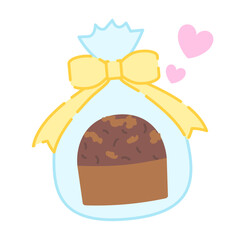 ラッピングした手作りマフィンのイラスト