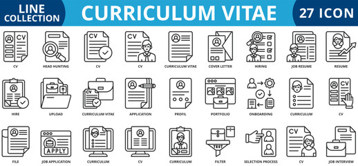 Curriculum vitae icon set outline style icon set collection vector illustration © Bagusicon