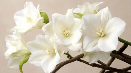 Obraz premium Elegant White Flowers Arrangement with Delicate Petals and Soft Background for Fresh Ambiance