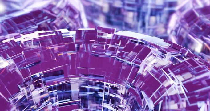 Abstract Geometric Tunnel in Purple and White looping animation