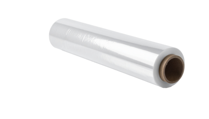 Stretch Food Cling Film Roll, with Clipping Path Side View, Isolated on Transparent Background