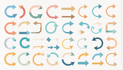 Obraz premium A diverse collection of colorful arrows in various shapes, directions, and styles, suitable for graphic design elements.