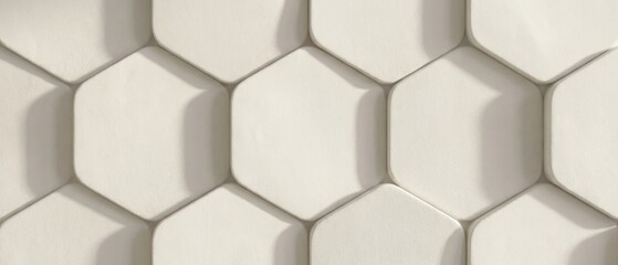 Fototapeta premium 3D hexagon wall tile texture background with geometric pattern and shadow