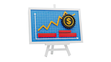 3D Financial Growth Chart with Dollar Sign