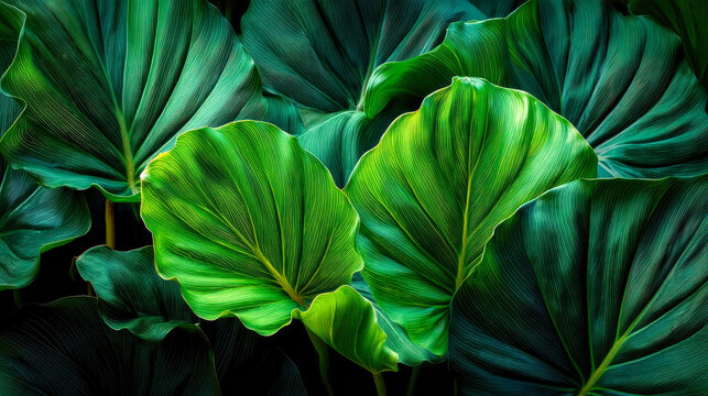 Lush Green Tropical Leaves A Vibrant Display of Nature s Beauty Perfect for Designs