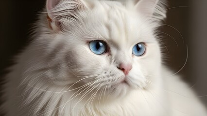 Fototapeta premium Close-up portrait of a white Persian cat with blue eyes. 