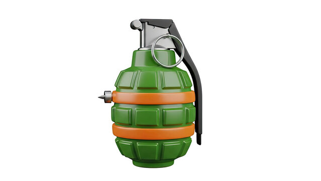 Green and orange hand grenade with pin
