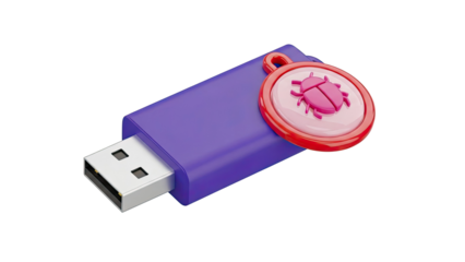 Purple USB Drive with Bug Icon