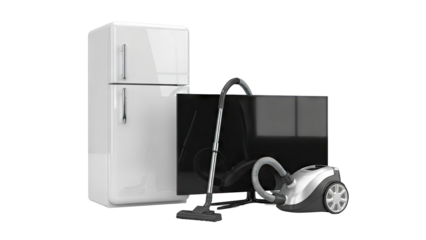 Refrigerator, Television, and Vacuum Cleaner