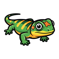 Fototapeta premium A cartoon lizard with green, yellow, and orange colors