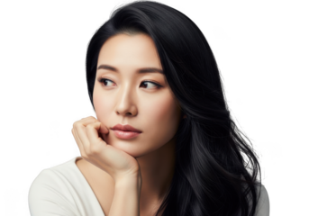 Portrait of a beautiful asian woman isolated on transparent background