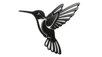 Glossy Black and White Hummingbird Emblem