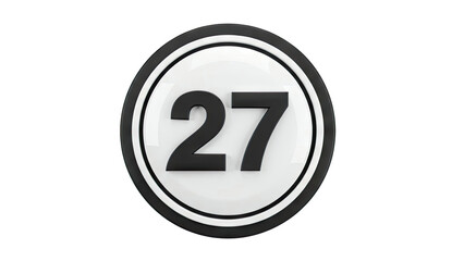 Glossy Number 27 in Black and White Circle