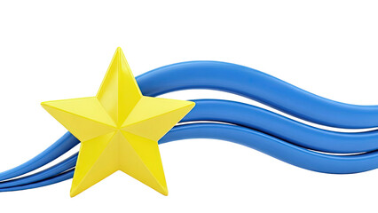 Yellow Star with Blue Wavy Lines