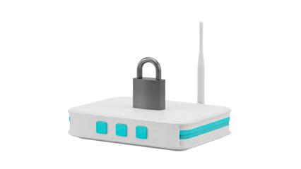 Router with a padlock, symbolizing network security