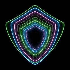 Neon Shield Security Protection Abstract Digital Art